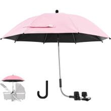 Parapluie universel pour poussette et landau, anti-UV 50+, diamètre 85 cm, avec poignée parapluie - Rose
