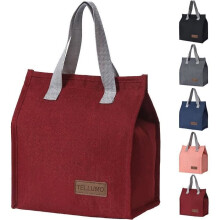 Sac de pique-nique, sac à lunch pour le bureau, le travail, l'école, la plage ou les voyages, 8,86 x 5,12 x 10,04 pouces, rouge
