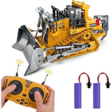 Bulldozer télécommandé, véhicule de chantier entièrement fonctionnel à 9 canaux, 2,4 GHz, avec lumières et sons pour enfants