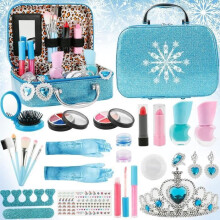 Maquillage pour filles - Coffret lavable 27 pièces - Bleu - Jouet d'anniversaire de Noël à partir de 4 ans