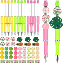 Stylos à perles en plastique - 12 pièces - Encre noire - Bricolage avec perles de cristal
