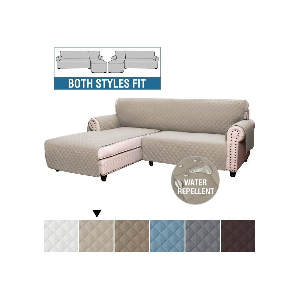 Housse de canapé d'angle universelle imperméable et réversible en L pour canapé d'angle 3 places - Taille M - Kaki
