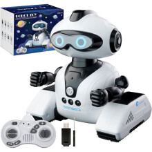 Robot jouet pour enfants - MEGAWISE - R22 - Blanc - Rechargeable par USB - 3 ans - Chenille - Musique et yeux LED