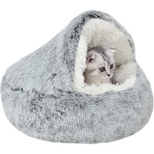 Panier moelleux et apaisant pour chatons - Lavable et anti-anxiété pour chats et petits chiens d'intérieur - 50 cm - Gris