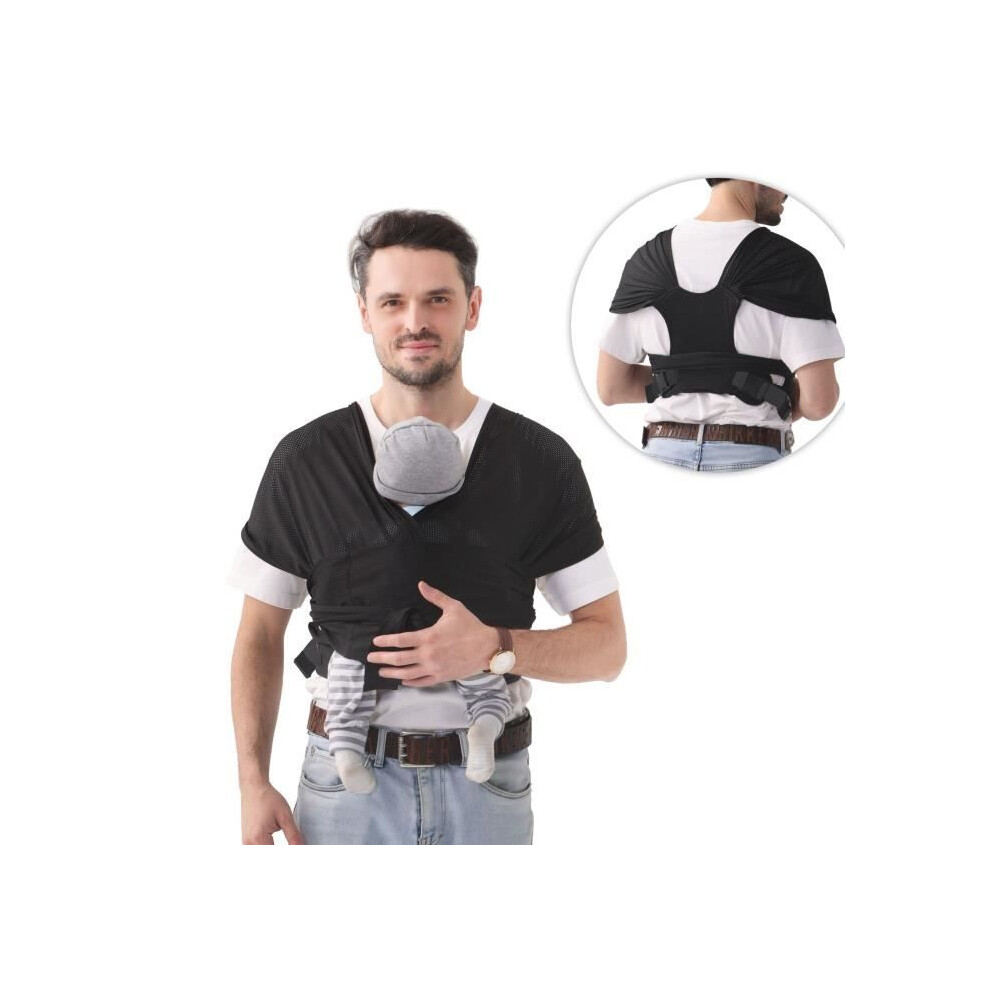 Porte-bébé léger de style kangourou avec harnais de poitrine pour maman et papa - Du nouveau-né à 20 kg, noir