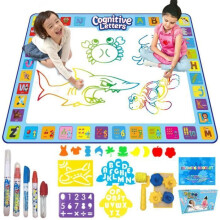 Tapis de dessin à l'eau, planche à dessin - Magic Board - 150 x 110 cm - Sans salissures - Avec stylos à eau - Jouet cadeau pour enfants