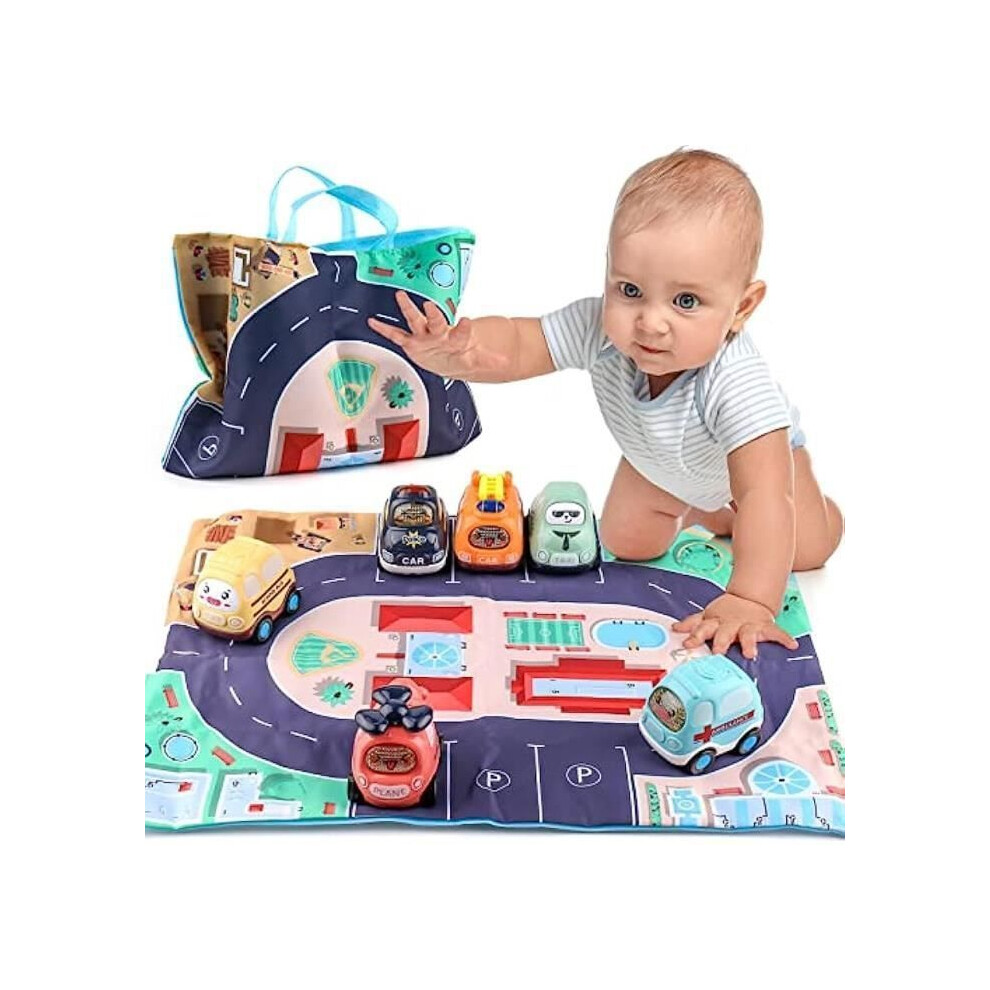 Voiture jouet pour bébé de 1, 2 ou 3 ans, garçons et filles, 6 pièces, petite voiture jouet pour enfants, presse et partez avec sac de rangement