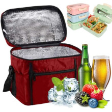 Sac à lunch isotherme 10 L, pour le travail, l'école, la plage ou le pique-nique, rouge