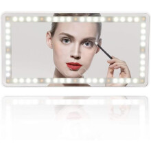 Miroir de courtoisie pour voiture avec 60 LED pour pare-soleil, miroir de maquillage avec interrupteur tactile (blanc)