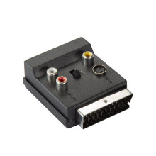 SCART to 3 RCA S-Video Adapter - Switchable IN/OUT, Male to Female, S-Video, 3 RCA Audio Converter