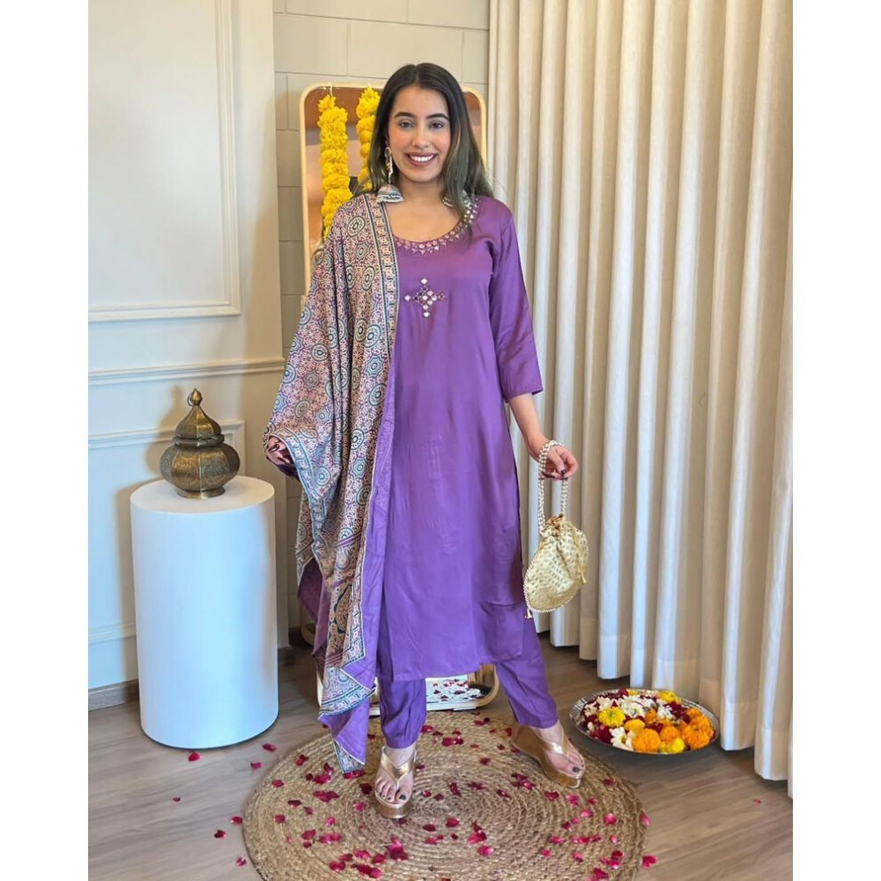 (purple, 2XL) Beautiful Ready To Wear Salwar Kameez Indian Pakistani Women Top Tunic Kurti Dress