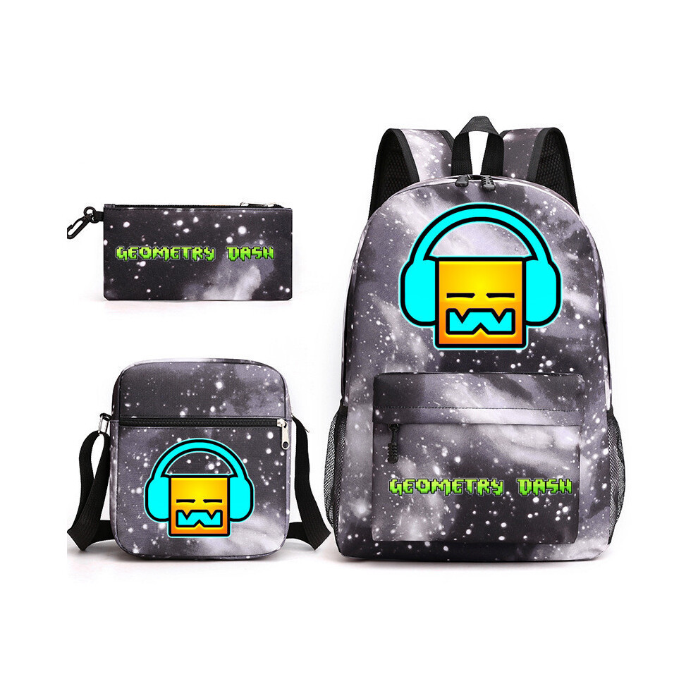 (B4, Backpack) Geometry sprint game geometry dash three-piece set of male and female students campus backpacks