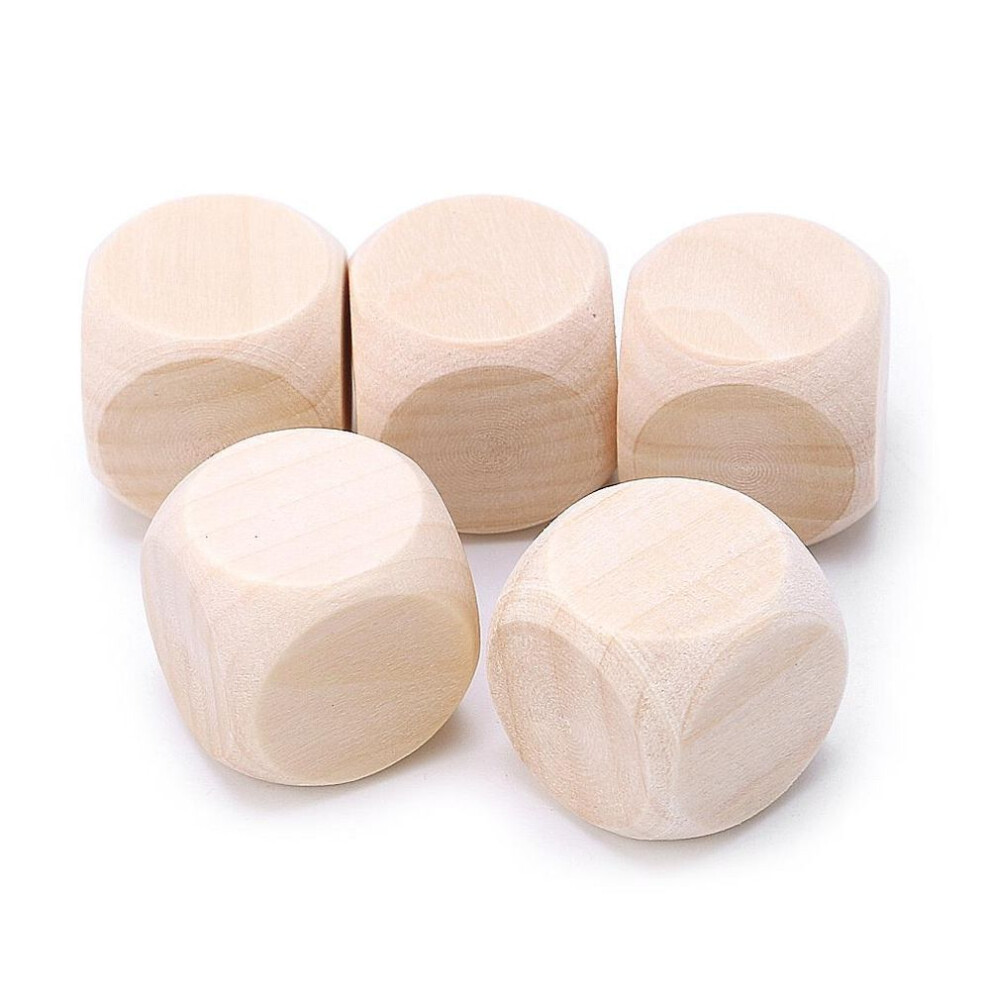 (25) 5pcs Blank Wooden Dice Unfinished Square Blocks 6 Sided Wood Cubes With Rounded Corners For Diy Craft Projects