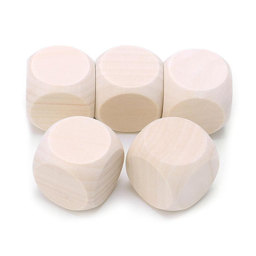 (20) 5pcs Blank Wooden Dice Unfinished Square Blocks 6 Sided Wood Cubes With Rounded Corners For Diy Craft Projects