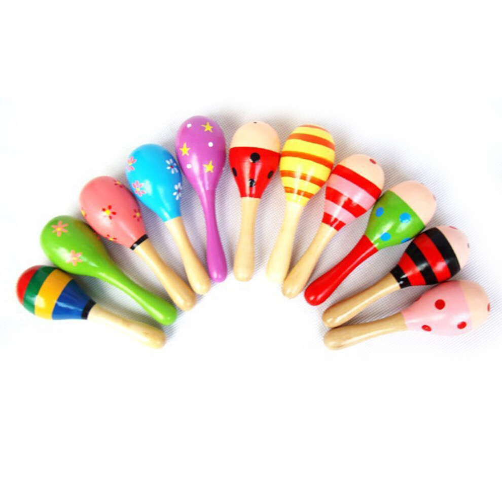 Small Maraca Cartoon Mini Wooden Percussion Maraca 0 to 3 Years Old Toddler Toy for Grasping Exercise