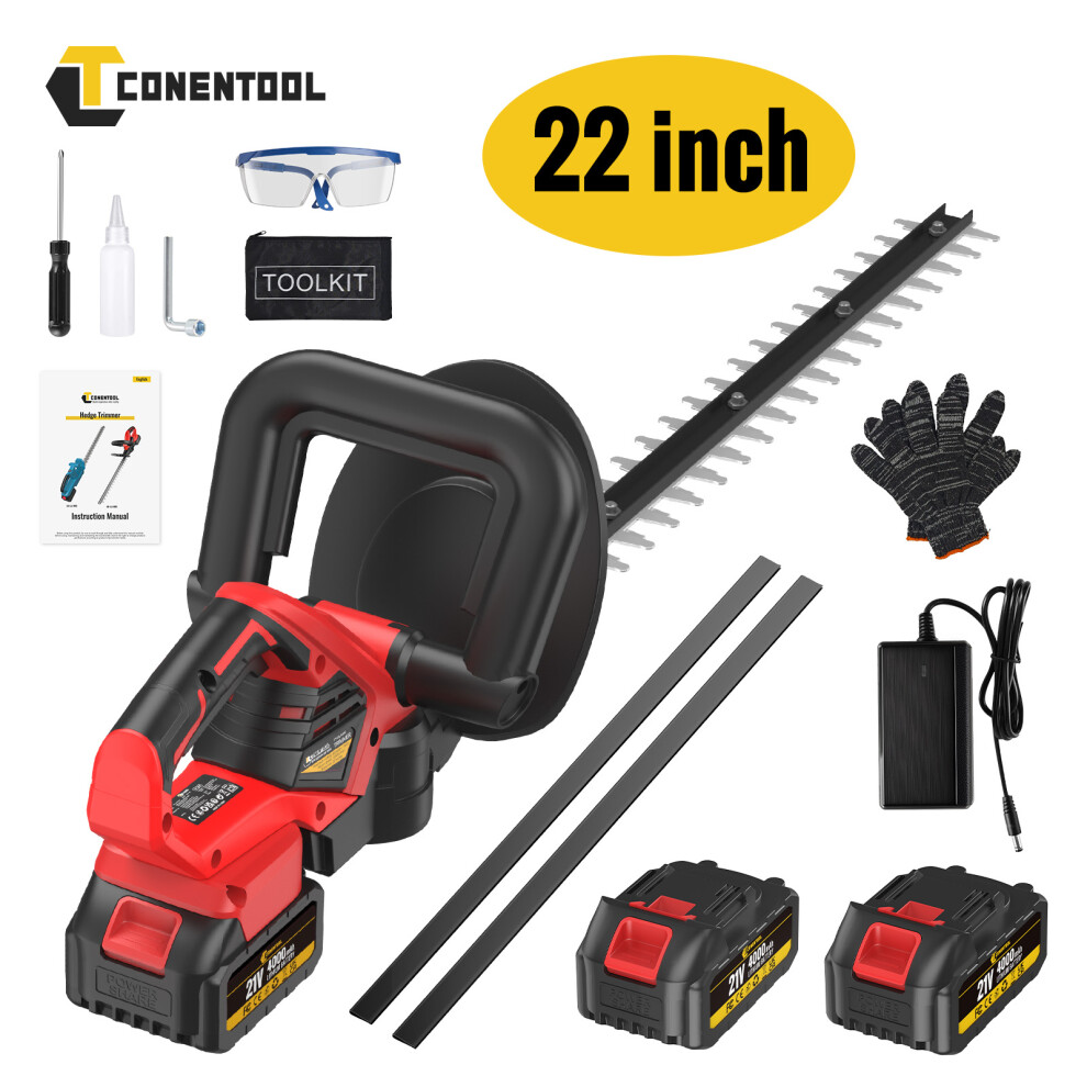 CONENTOOL Electric Hedge Trimmer Cutter Cordless 2 Battery & Charger