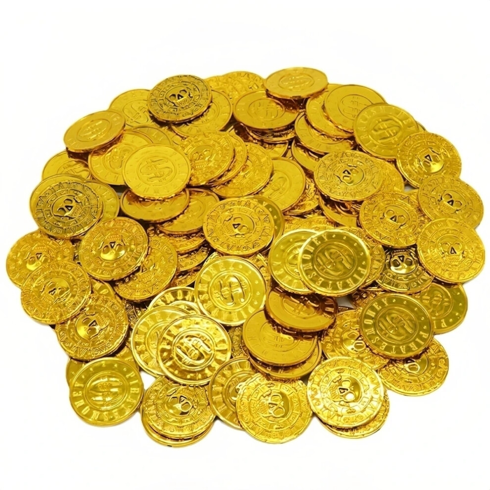 (Gold, 100pcs) 20/50/100pcs Retro Pirate Coin Party Supplies Gift Kids Favor Birthday Toys Halloween Decor Fake Treasure Plastic Game Coin-image-OPC-PHT9GV8-NEW