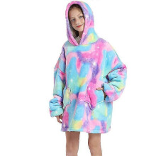 (As show, One size) Hoodie Blanket Oversized Plush Sherpa Fleece Sweatshirt Hooded Boys/girls Kids