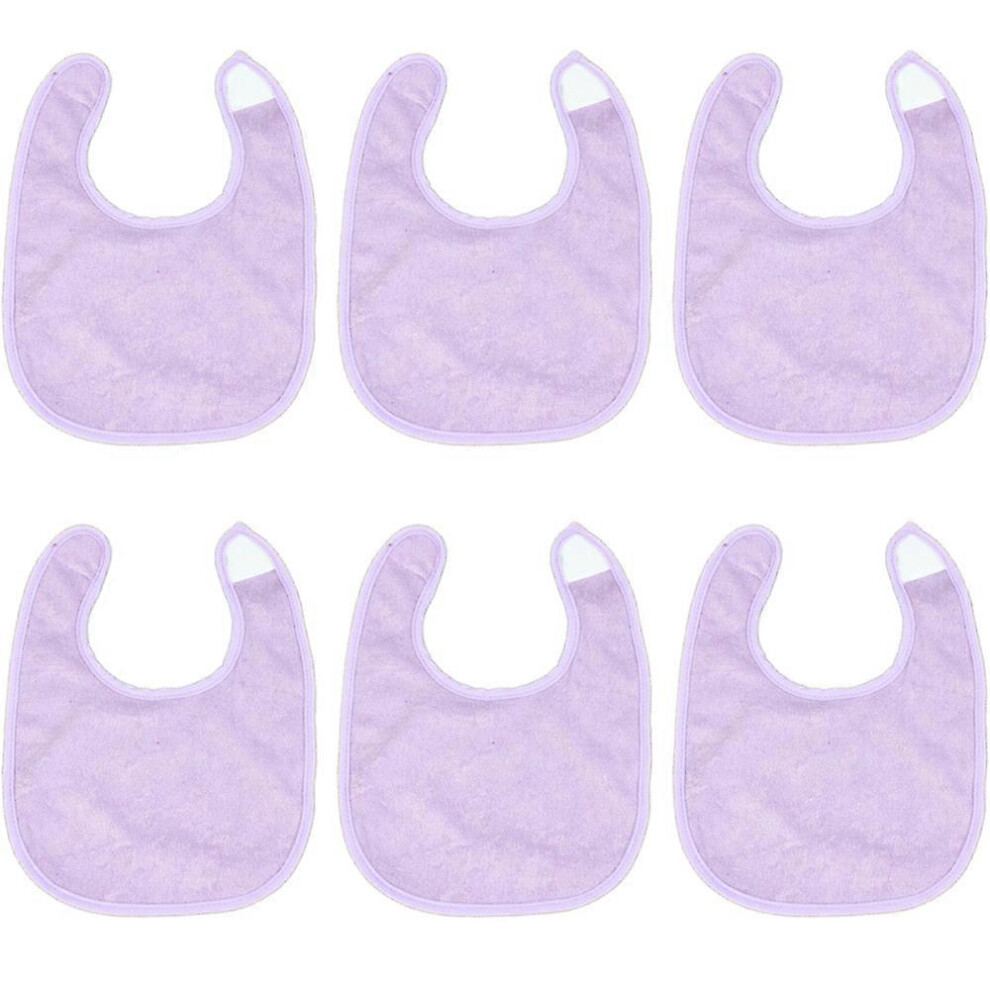 Kikidex (As Show, One Size) 6 Pack Waterproof Baby Bibs For Girls Terry Drool Bib Cotton Solid Knit Infant Feeding Bibs -Girl-Purple
