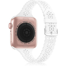 (As show, One size) Lace Silicone Band Compatible with Apple Watch Band 38mm 40mm 42mm 44mm Women-(38/40/41MM white)