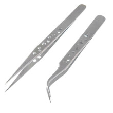 (As show, One size) Electronics Industrial Tweezers For Phone Repair2 Piecessilver