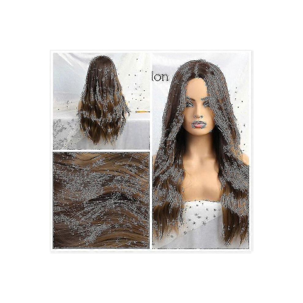 Kikidex (As Show, One Size) Long Ombre Light Ash Brown Blonde Wavy Wig Cosplay Party Daily Synthet