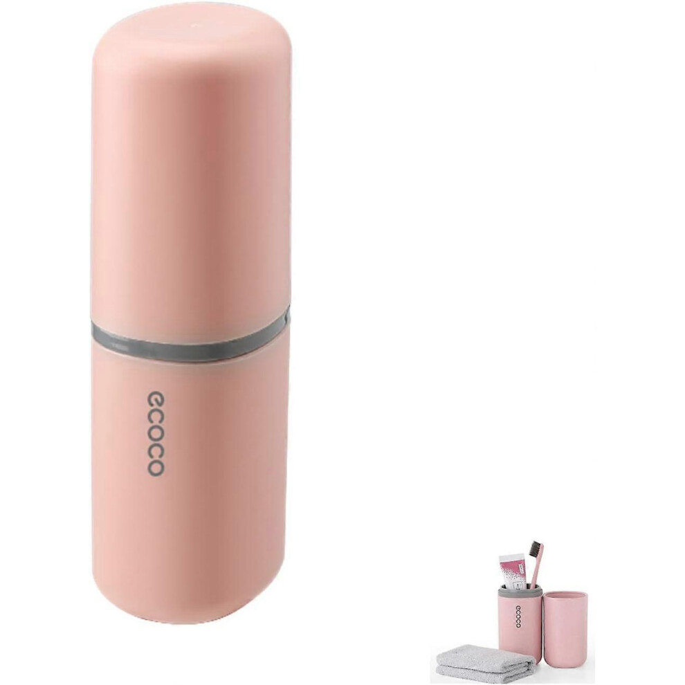 Kikidex Pink (As Show, One Size) Travel Toothbrush Holder, Toothpaste Holder, Portable, Dustproof, Antibacterial, Toothbrush Case For Travel, Family, Camping, Scho