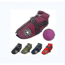 (L, Red) Pet Dog Jacket With Harness Winter Warm Dog Clothes Waterproof Large
