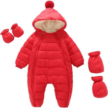 (12 Months, A-yellow) 3 Pcs Baby Flannel Lining Snowsuit Unisex Winter Warm Jumpsuit Double Zip Up Romper