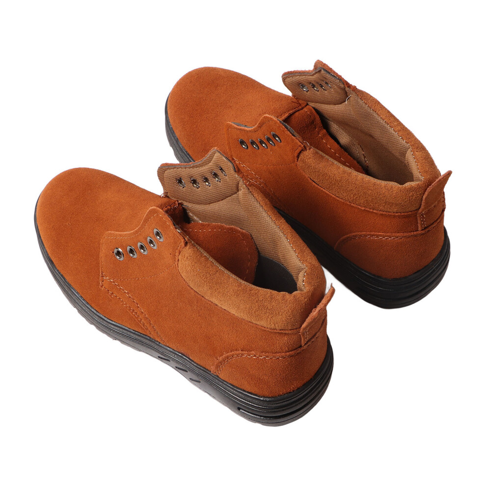 Men Smash Puncture Proof Safety Shoes Soft Suede Cowhide Steel Toe Work Shoes For Construction Welding 42 Light Tan 7891318702242