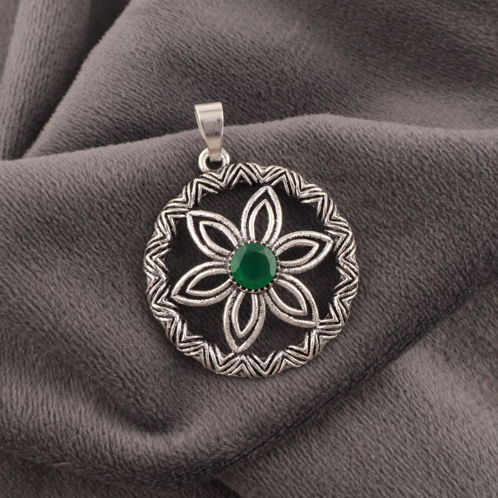 Green Onyx Pendant Handmade Gemstone Jewelry, 925 Solid Sterling Silver Pendant Unique Design Jewelry