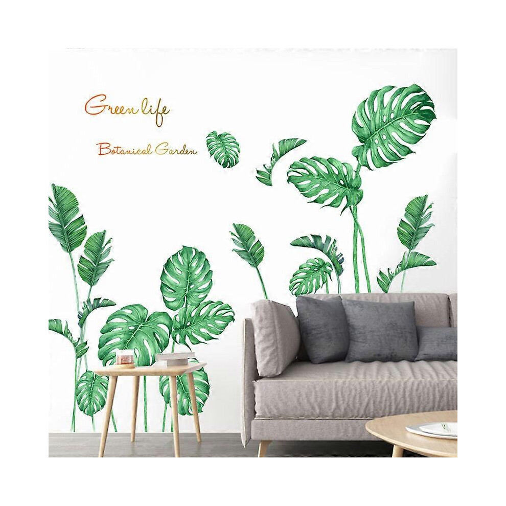 (As show, One size) Tropical Plant Wall Stickers Green Palm Leaf Wall Sticker Living Room Bedroom Office Wall Decorationcreative wall sticker paper for home decoration