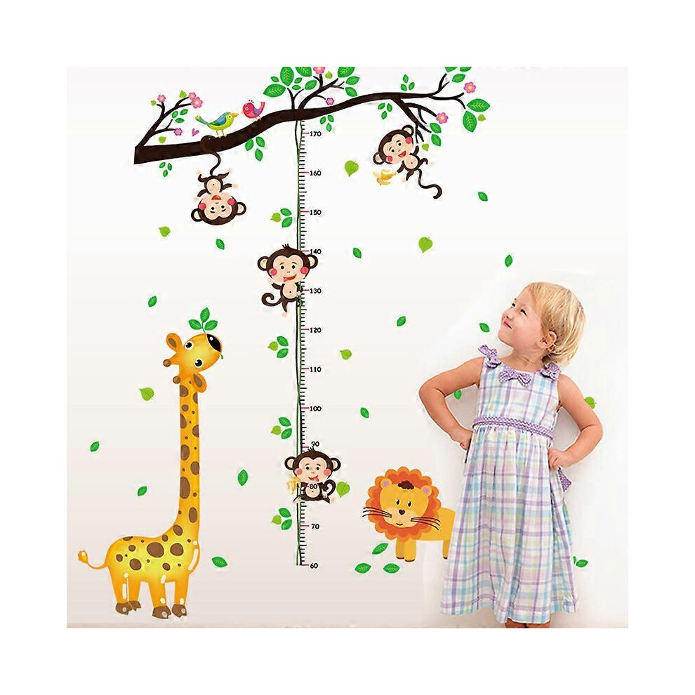 (As show, One size) Tree Monkey Wall Stickers Height Measure Chart Wall Sticker Jungle Animals Wall Decor Kids Room Baby NurseryGiraffe Monkey Height Sticker 60*90cm