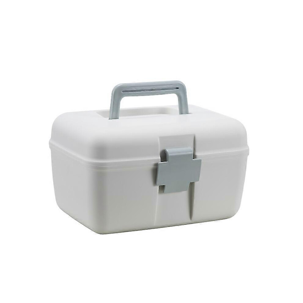 (As Show, One Size) Multifunctional Medicine Cabinet Household Portable Portable Medicine Double-Layer Storage Box Blue