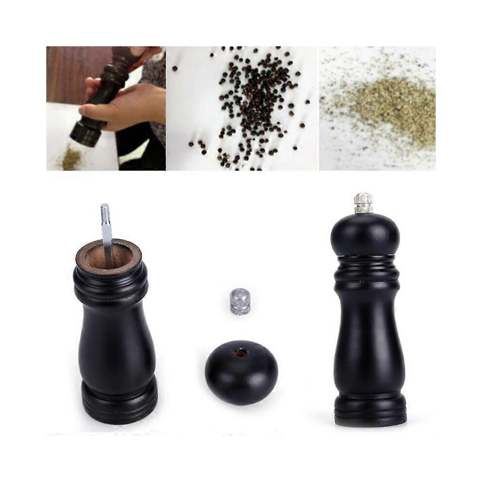 (As show, One size) 2PCS Salt and Pepper Grinders, Manual Wooden Salt and Pepper Mills Shakers, Ceramic Rotor with Strong Adjustable Coarseness, Wooden manual pepper grin