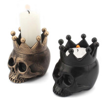 2 Skull Candle Holders Resin Tealight Cup Halloween Christmas Gothic Home Party Decor