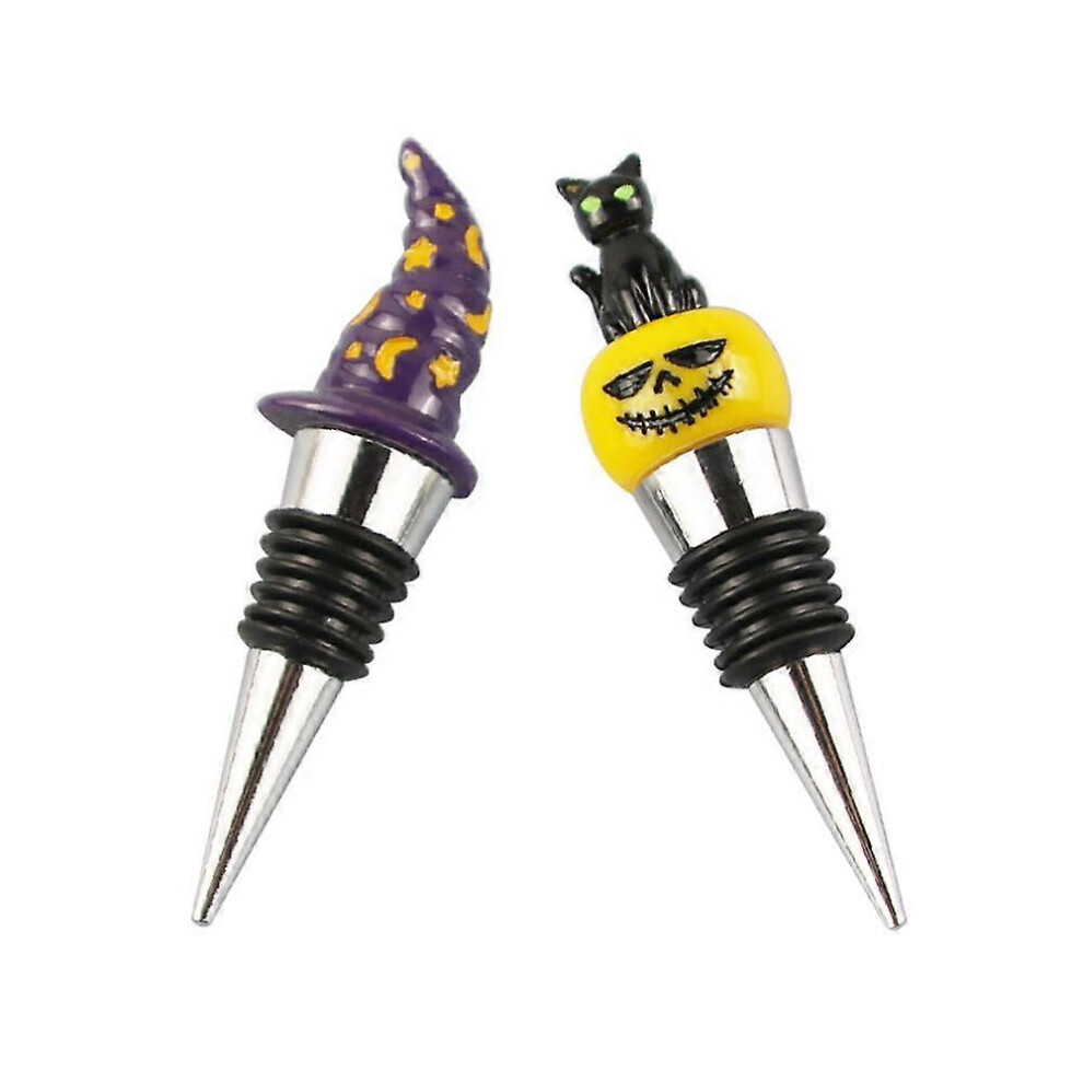 (As show, One size) 2PCS Wine stopper, Cork, Halloween pumpkin red wine stopper cat wine stopper red wine does not deteriorate artifact, Unique Halloween Souvenirs Gifts,
