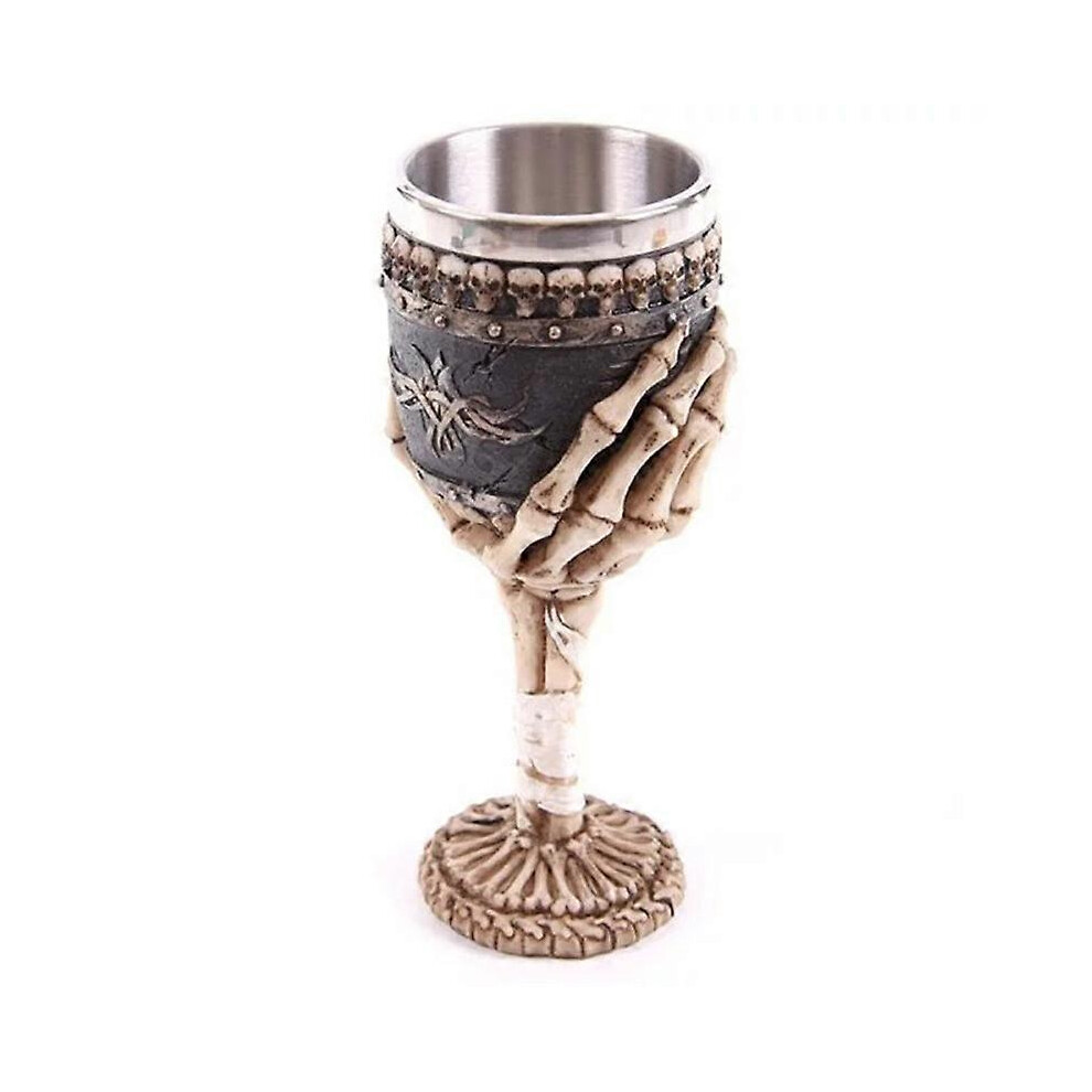 (As show, One size) 1 Pack Cup, Goblet, Halloween Horrible Resin Stainless Steel Skull Goblet Retro Claw Wine Glass Gothic Cocktail Glasses Wolf Whiskey Cup Party Bar Dri