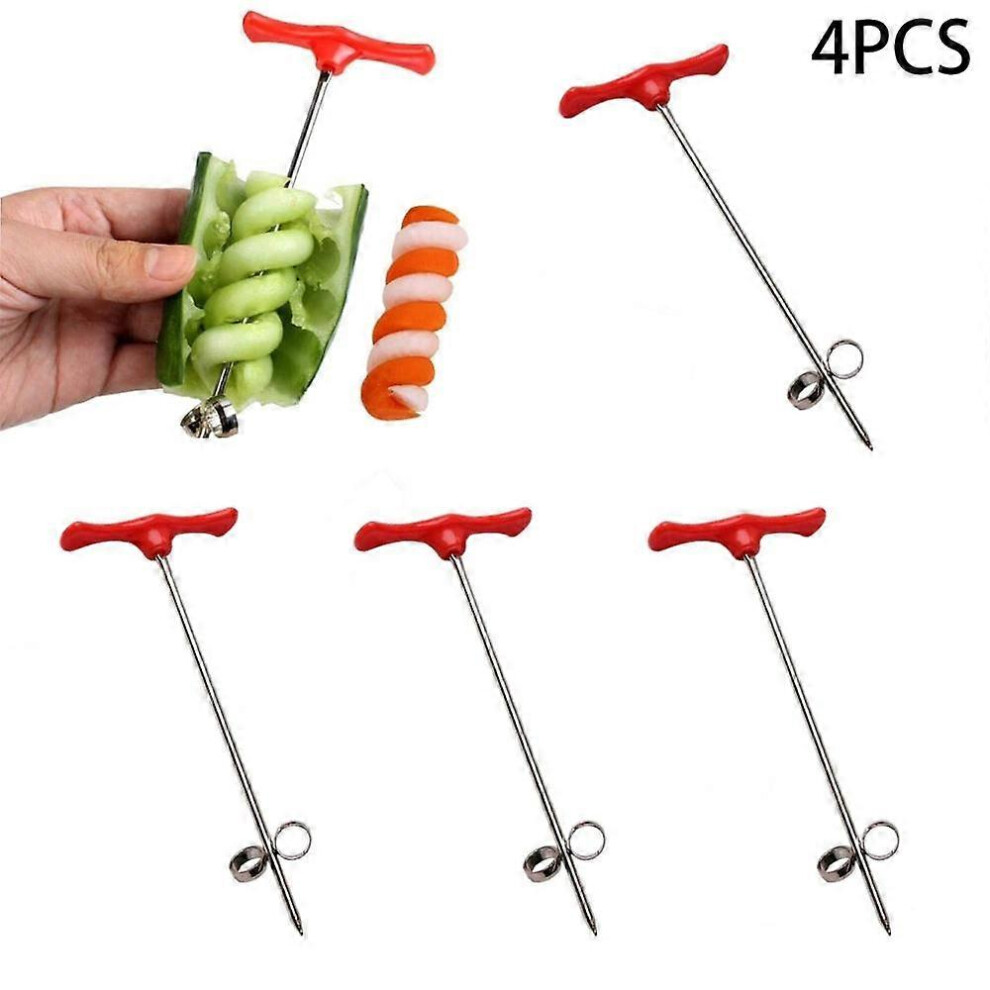 (As show, One size) 4PCS Vegetables Spiral Knife Carving Tool Potato Carrot Cucumber Salad Chopper Manual Spiral Screw Slicer Cutter Spiralizer, Manua