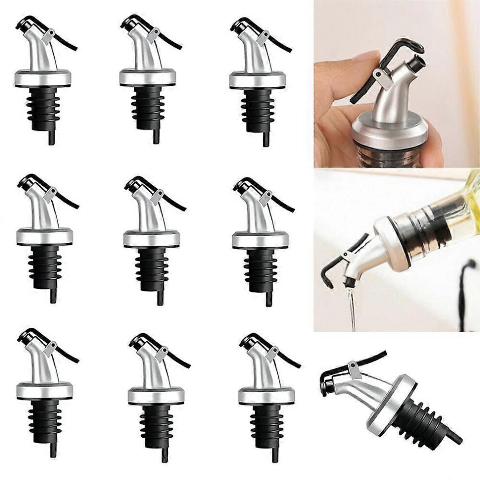 (As show, One size) 10PCS Olive Oil Spouts, Oil Vinegar Bottle Stopper Spout Leakproof Nozzle Dispenser Wine Pourer for Oil, Vinegar, Olive Oil, Salad