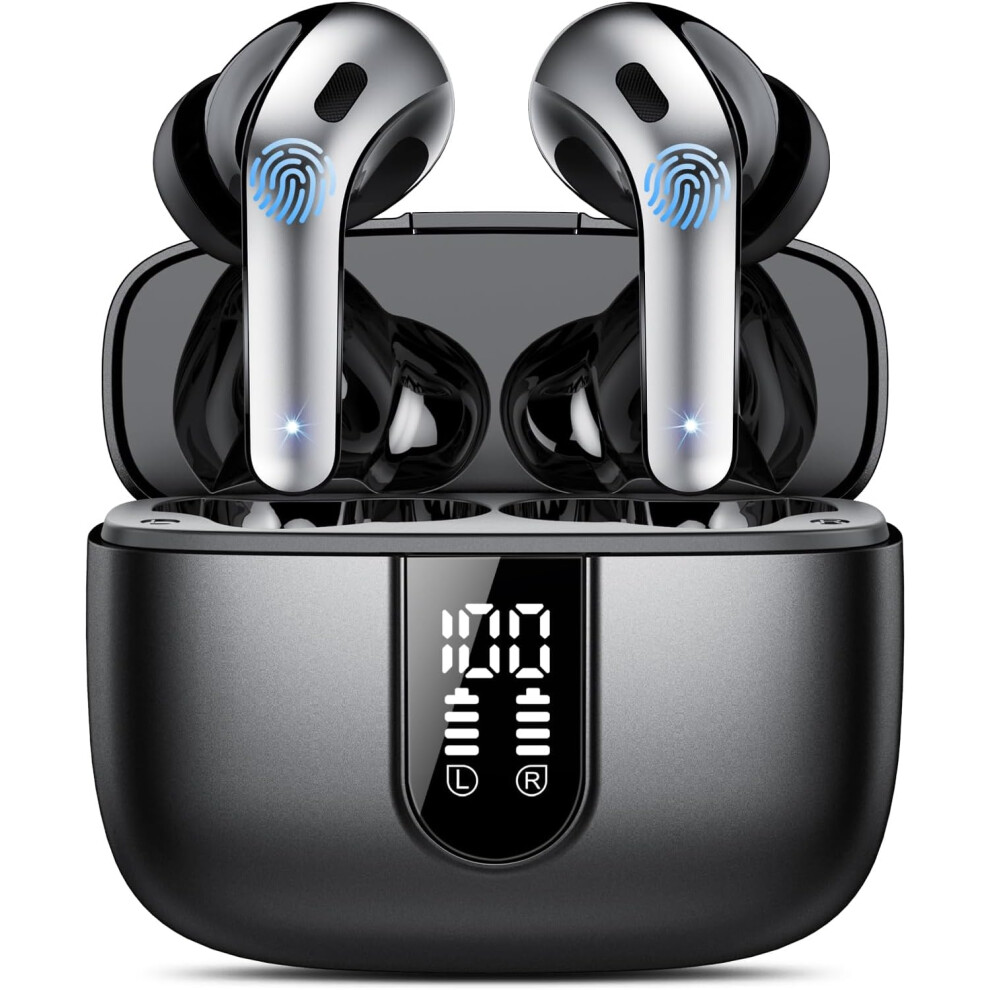 (Black) Ear Buds Wireless Earbuds, 50Hrs Playtime Bluetooth Earphones, Bluetooth Headphones 5.3, In Ear With 4 Enc Call Noise Cancelling Mics Black