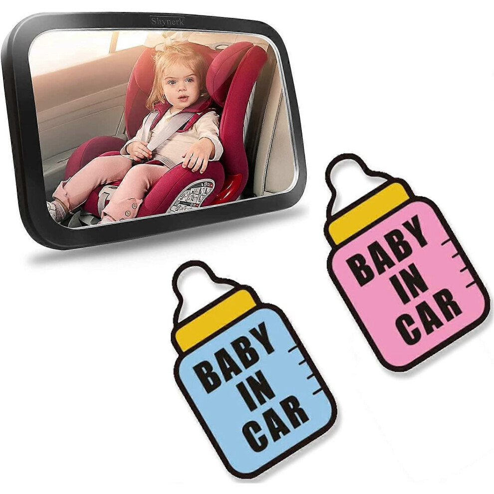(As show, One size) 2 Pieces Baby on Board Car Sign, Baby on Board Pattern, Car Warning Sticker, Car Magnetic Reflective Safety Warning Stickers for V