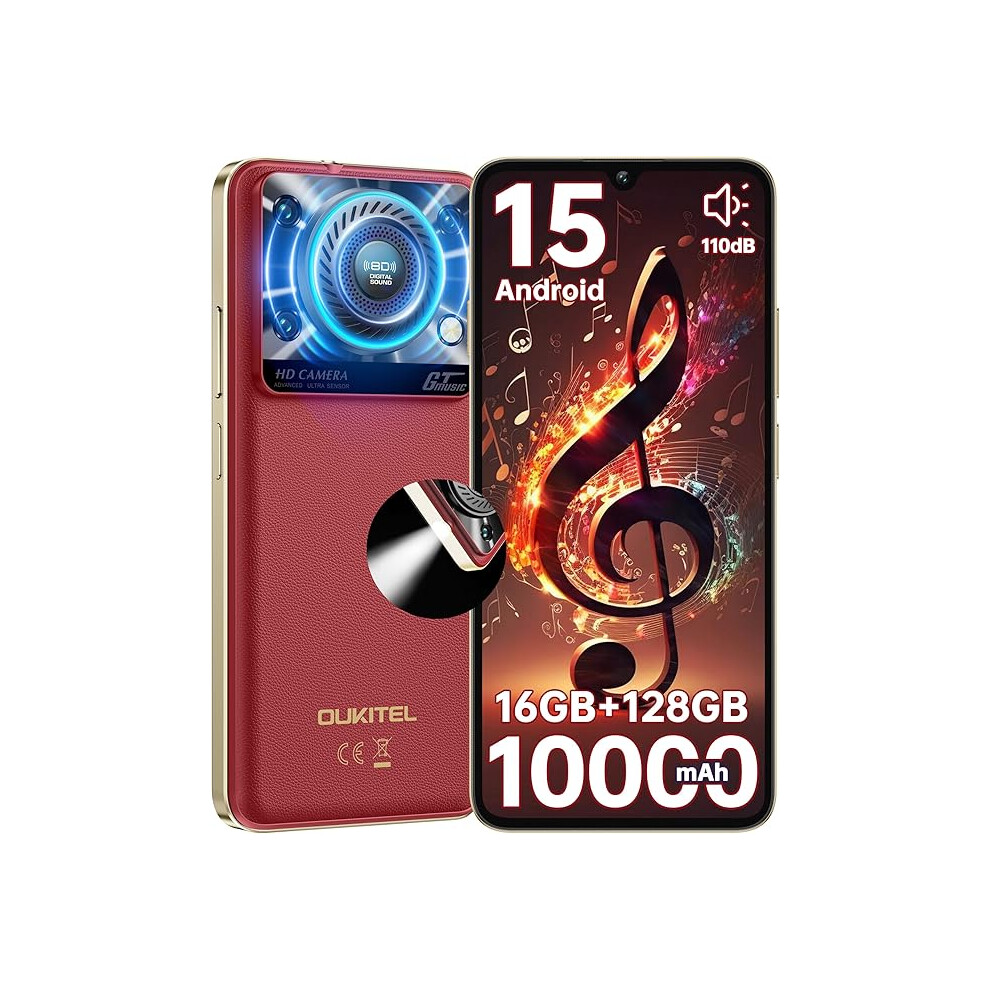 Oukitel C60 10000Mah Large Battery Newest Android 15 Phone, 120Lm Flashlight,16Gb Ram+128Gb Rom+1Tb,6.88" Hd+ Large Screen,4G Dual Red 098765456316