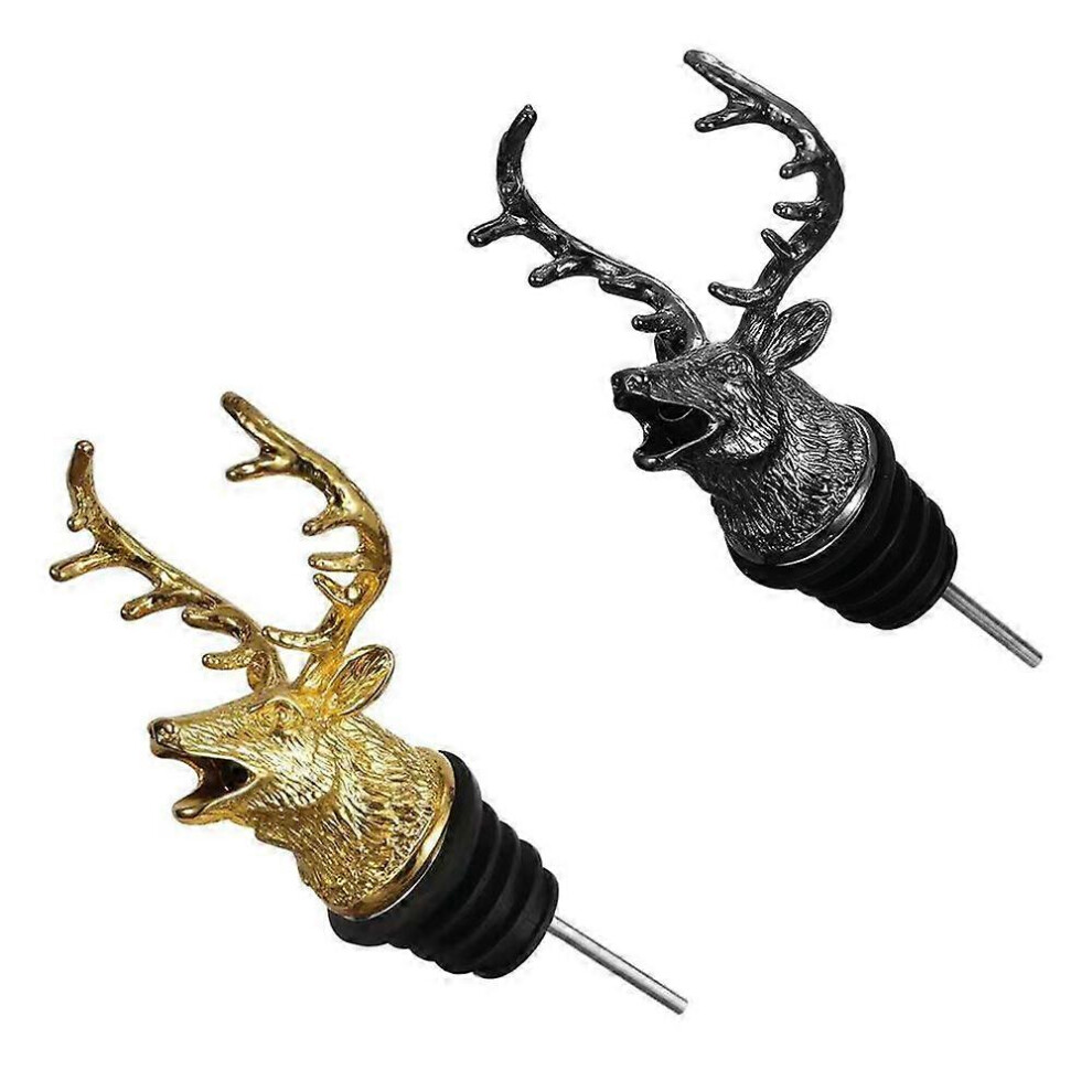 (As show, One size) 2PCS Wine Pourer Wine Aerators Stainless Deer Stag Head Wine Pourer Stags Head Bottle Pourer Unique Gift Ideas Bar Accessories Birthday and Wedding Ch