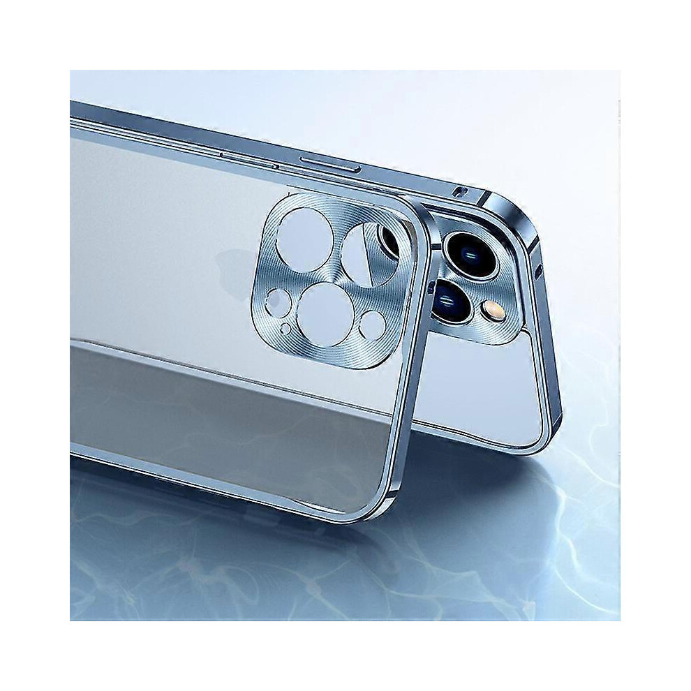 (As show, One size) Simple Style Metal Frame Frosted Back Plate Ultra-thin Mobile Phone Case Compatible iPhone 13ProMAX