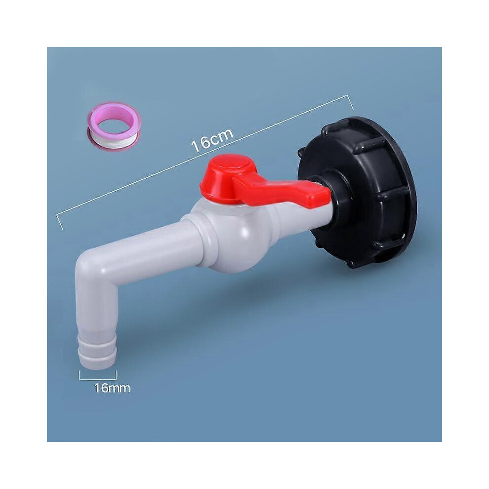 (As show, One size) Plastic Ibc Tank Adapter Garden Hose Connector Water Tank Hose Connector Replacement(60 coarse teeth to 4 points right angle ball valve (send raw mate