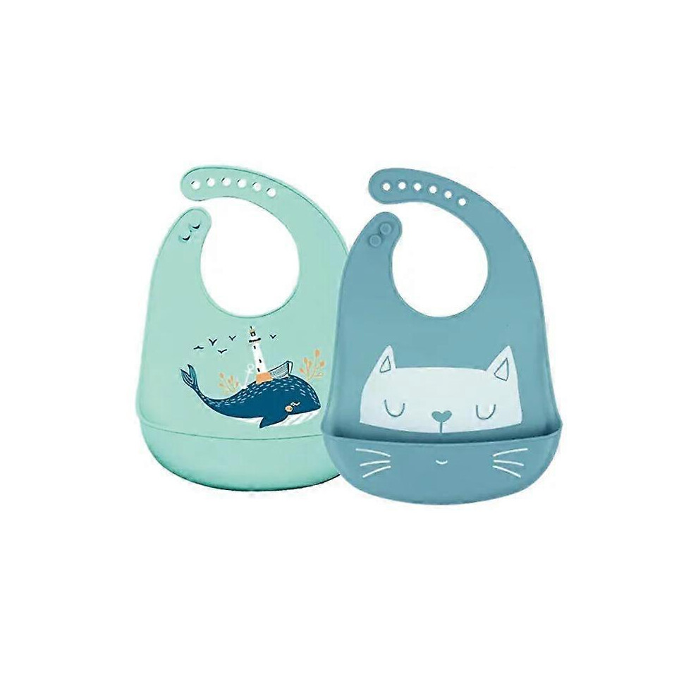 (As show, One size) Baby Bibs Soft Silicone Bibs Green Recuperator Bib Waterproof Adjustable Child Waterproof Feeding Bibs, Lightweight, Soft, Baby Bi