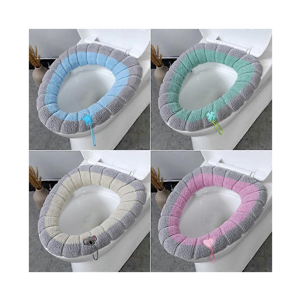 (As show, One size) 4pcs Hot Stretch Toilet Universal Washable Toilet Seat Cushion Soft Thick Fabric Toilet Seat Cover Toilet Seat Cover. Seat Heater Seat Cover with hand