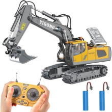 Excavatrice télécommandée 11 canaux 2,4 GHz pour enfants de 4 à 12 ans, véhicule de chantier télécommandé à l'échelle 1:20 avec lumières et