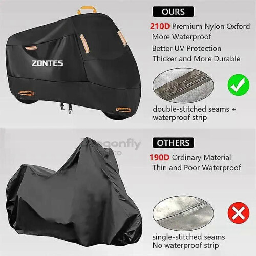 (3XL) Ισχύει για το Zontes Logo Motorcycle Cover Αδιάβροχο Εξωτερικό Σ 2